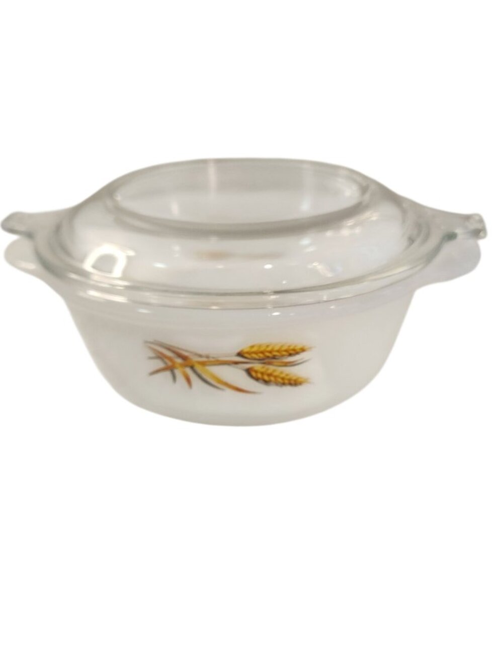 Fire King Wheat Platter mini Bowl with Glass Lid 5.5 x 2 x 4
